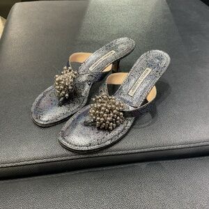 Manolo Blahnik Kitten Heel Sandals